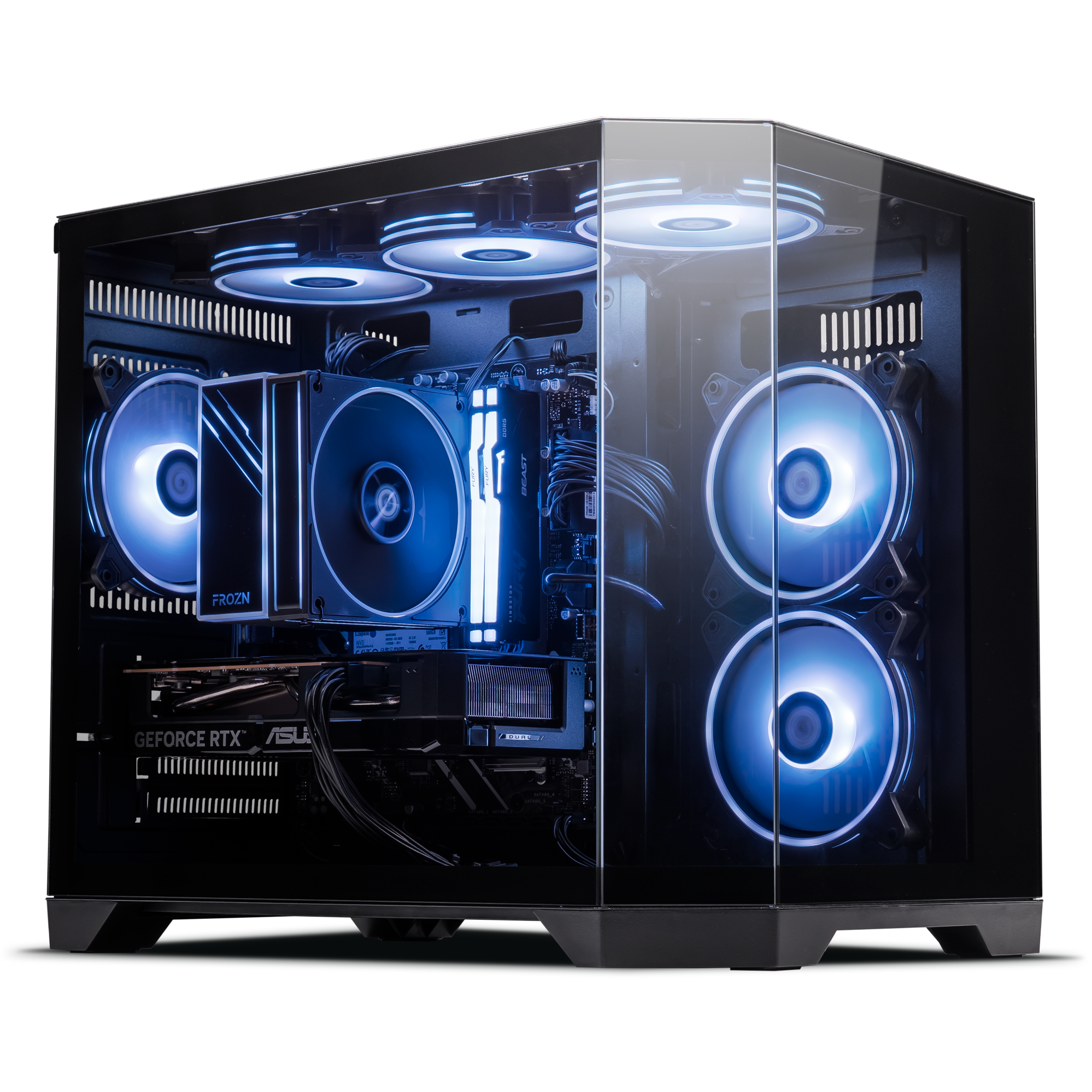 A large main feature product image of PLE Carbon RTX 5060 Prebuilt Ready To Go Gaming PC