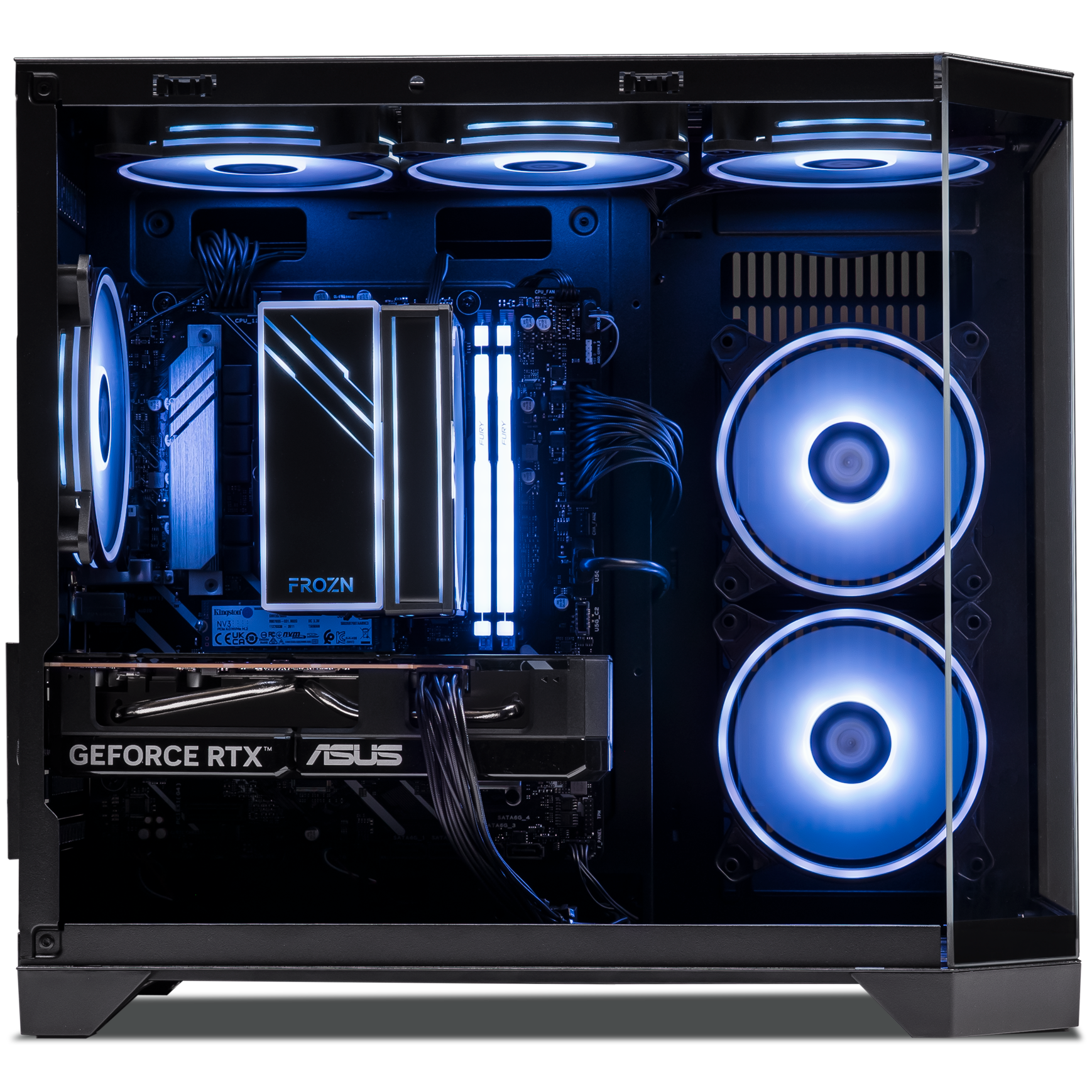 A large main feature product image of PLE Carbon RTX 5060 Prebuilt Ready To Go Gaming PC