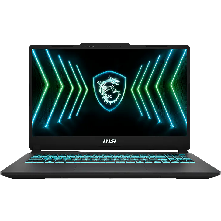 A large main feature product image of MSI Cyborg 15 Black Edition (A13VEO) - 15.6" 144Hz, i5-13420H, RTX 4050, 16GB/512GB - Win 11 Gaming Notebook