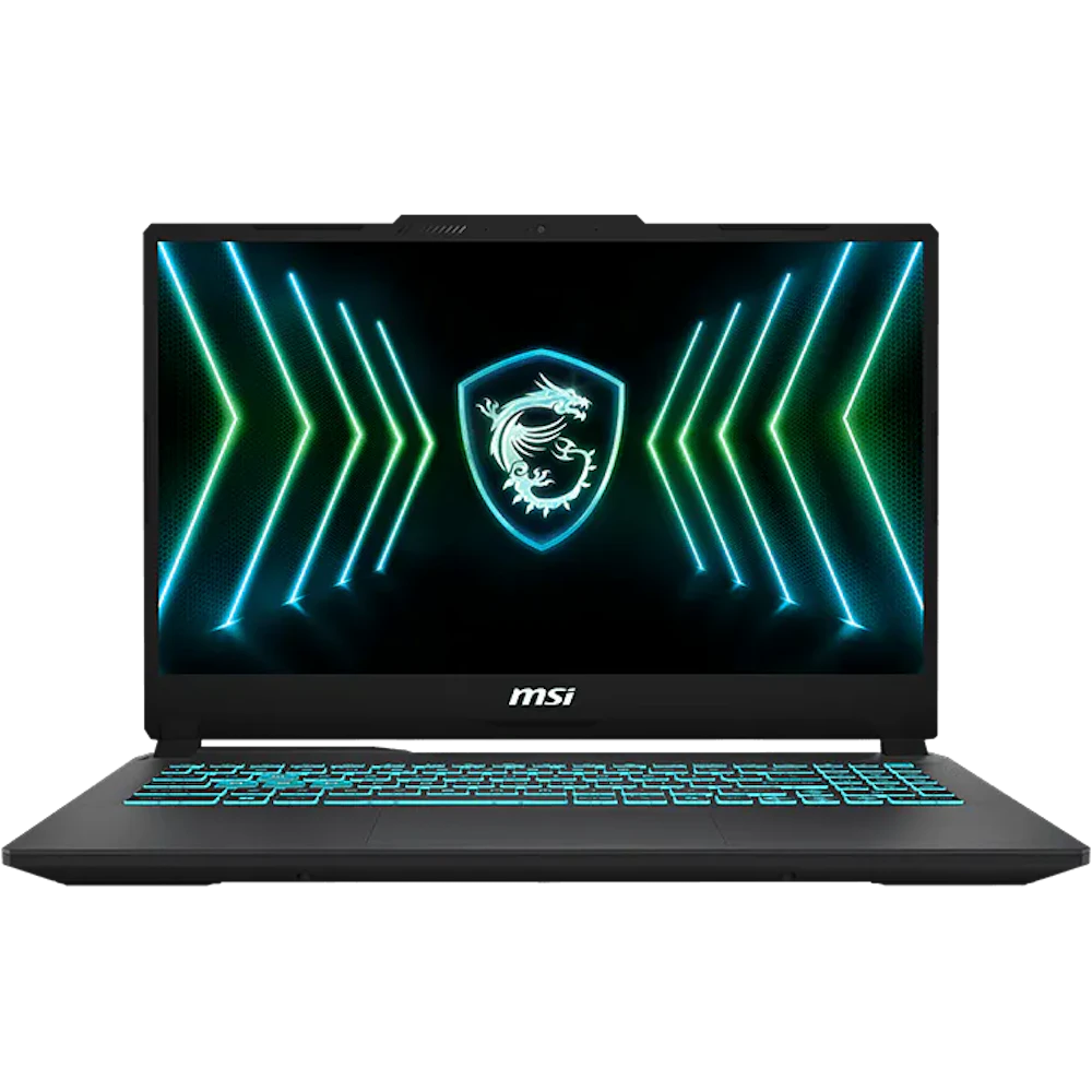 A large main feature product image of MSI Cyborg 15 Black Edition (A13VEO) - 15.6" 144Hz, i5-13420H, RTX 4050, 16GB/512GB - Win 11 Gaming Notebook