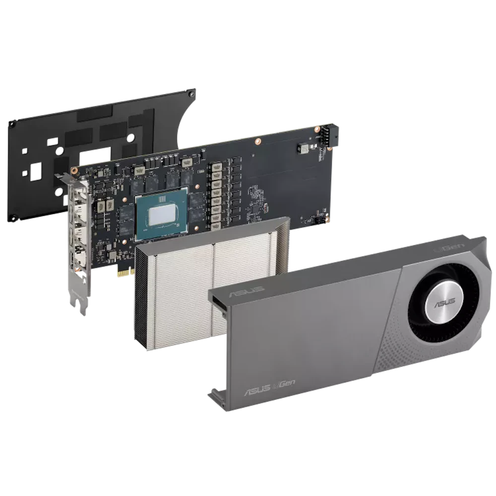 A large main feature product image of ASUS Intel Arc Pro B70 UGen 32GB GDDR6