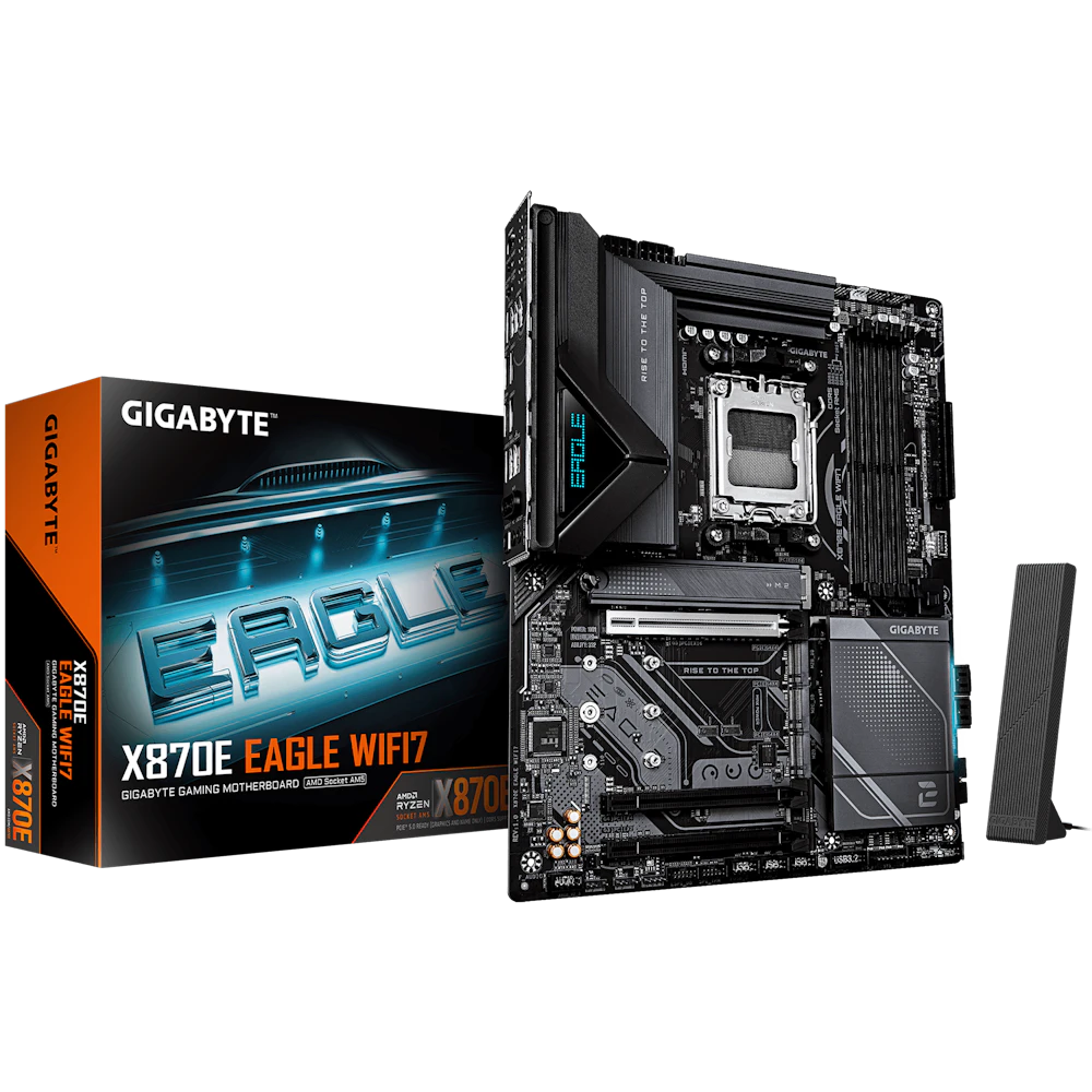 A large main feature product image of Gigabyte X870 Eagle WiFi 7 AM5 ATX Desktop Motherboard