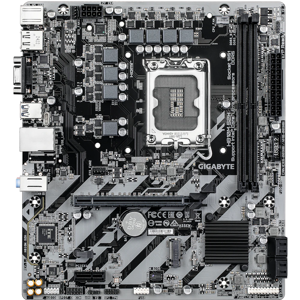 A large main feature product image of Gigabyte H810M S2H LGA1851 mATX Desktop Motherboard