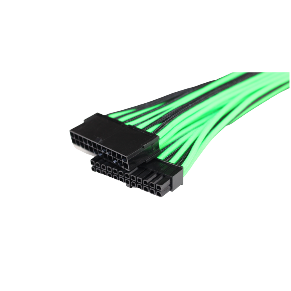 GamerChief 24-Pin ATX 45cm Sleeved Extension Cable (Black/Green)