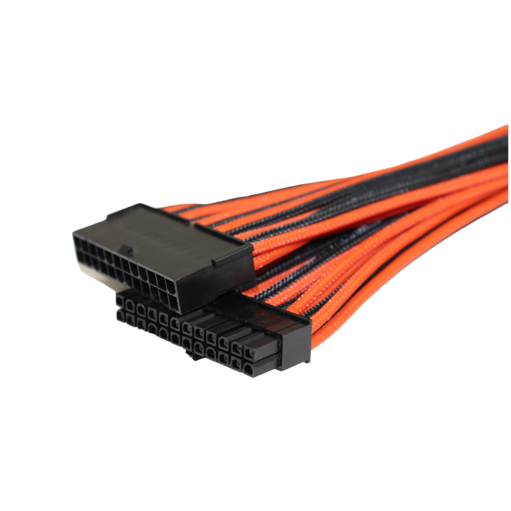 GamerChief 24-Pin ATX 45cm Sleeved Extension Cable (Black/Orange)