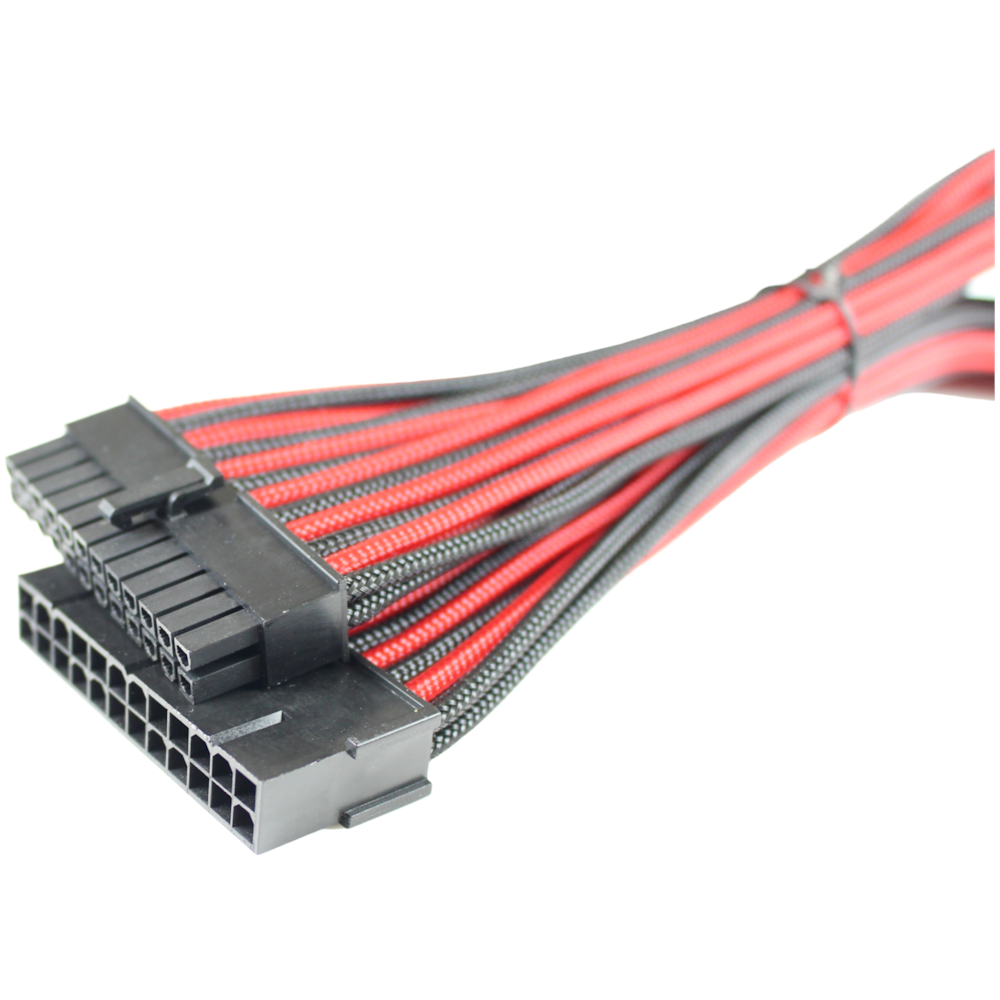 GamerChief 24-Pin ATX 45cm Sleeved Extension Cable (Black/Red)